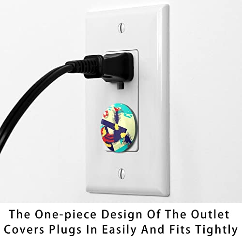 Outlet Plug Covers 24 пакувања, Апстрактниот заштитник на приклучокот за фудбалер, пластични приклучоци со 2-погрозени за електрични места за електрична енергија, електричн