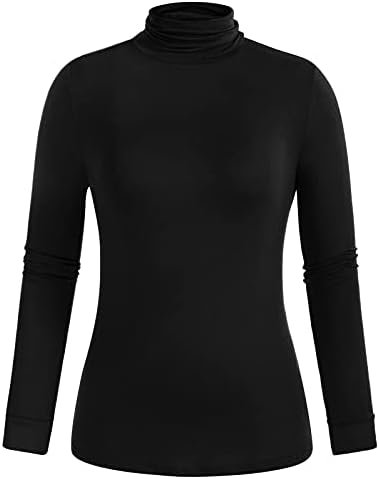Hanna Nikole Womens Turtleneck Долги кошули со долги ракави плус големина опремена затегната основна слој