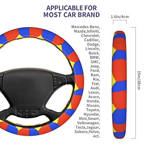 Шарени Коцки капак на воланот на Автомобилот универзален кожен капак на воланот внатрешни додатоци за стилизирање на автомобил