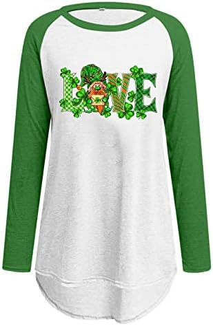 Летни врвови за туника за жени Свети Патрикс ден скријте стомак зелена четири маици со детелина од лисја смешни обични облеки