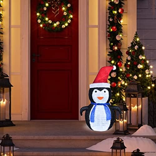 Brightdeck осветлен Божиќен пингвин, 40-предводени преносни Божиќни преклопни украси за градинарски двор внатрешни украси на