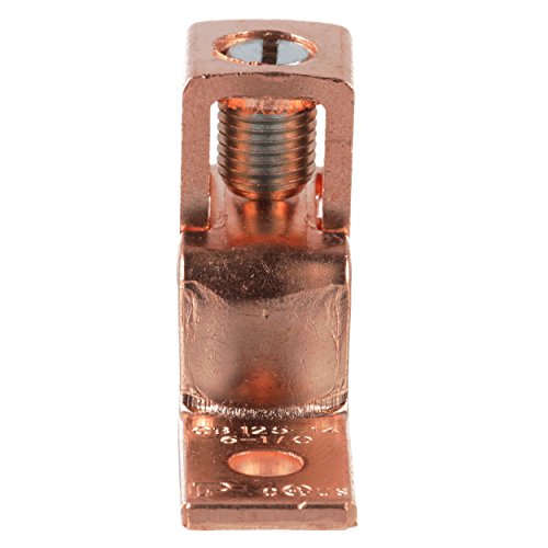 Panduit CB35-36-CY Offset Floating Tongue Lug, One Hole, 14 AWG - 6 AWG Copper Conductor Size, 50A Current Rating, 3/16 Stud Hole