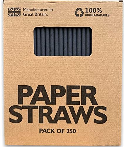 Цврста Црна Хартија 250 парчиња Изработена Во Велика Британија-Биоразградливи Сламки
