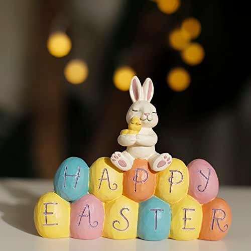Декорации за фигурински за зајаци за зајаци за зајаци - Гроздобер земја пролет Велигденски зајак со декор на јајца за полица за