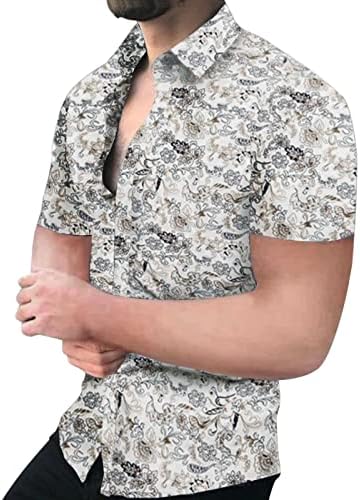 Менси кошули случајни стилски машки пролет и летна мода врвна кошула печатена кошула со лекови со коприва големи кошули големи