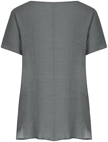 Обични блузи за тинејџерка кратка 1/2 ракав екипаж со ленено мастило сликарство цветно печатење лабаво вклопни врвови кошули жени
