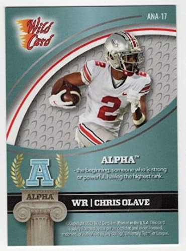 Крис Олаве РЦ 2021 Алуминација на диви картички нула колегиумско издание Алфа /75 Teal Blue NM+ -MT+ NFL NCAA фудбал