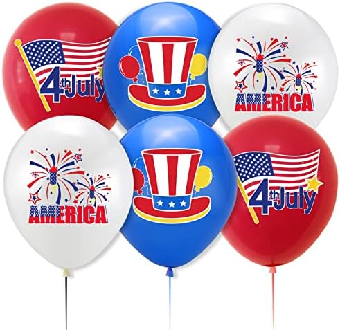 DBYLXMN Патриотски Украси Балони Венец Комплет Темносина Црвена Латекс Балони Фолија Ѕвезда Балони Со Знаме На САД Патриотска Партија Материјали