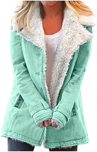 Зимска зимска руно јака од уфоко, цврста боја, обична лабава лабава фланел палто faux крзно од пајач со долги палта за жени