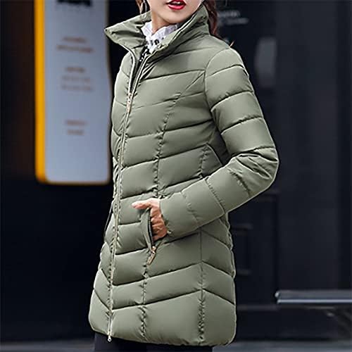 Uofoco зимски дуксери жени преголем клуб со долг ракав Ensanto zip цврста пуферска јакна удобно нејасно удобно удобно