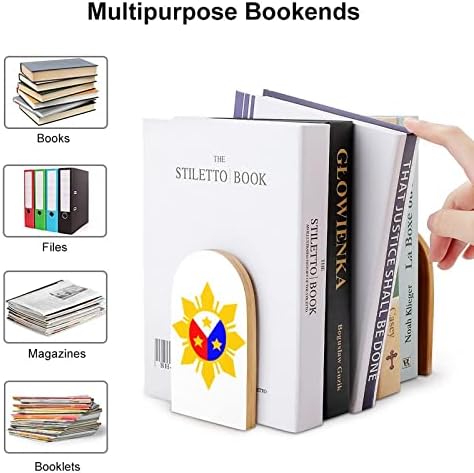 Филипинското Знаме Ѕвезда Книги Декоративни Печати Дрво Книга Завршува За Полица Пакет од 1 Пар