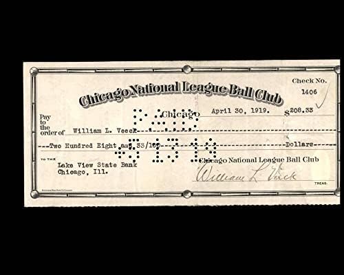 Вилијам Век Пса Днк Потпиша х2 Чикаго Младенчиња Проверете 4-30-1919 Автограм-Млб Намалување Потписи
