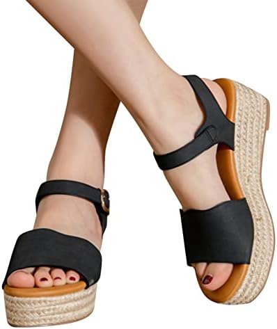 Клинови отворени жени за дишење чевли плажа удобни пети модни сандали летни сандали за жени со големина 11